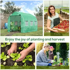 Outsunny Polytunnel Greenhouse with Windows and Door, Walk in Greenhouse for Garden, Backyard (3 x 2 M) - 7