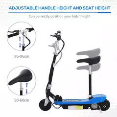 HOMCOM Foldable Electric Scooter for Kids 12V 120W W/Brake Kickstand -Blue - 6