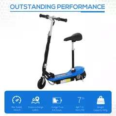 HOMCOM Foldable Electric Scooter for Kids 12V 120W W/Brake Kickstand -Blue - 4
