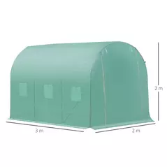 Outsunny Walk-in Polytunnel Greenhouse, Outdoor Garden Tunnel Greenhouse Tent with Zipped Roll-Up Door and 6 Mesh Windows, 3 x 2M - 3
