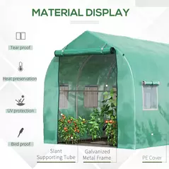 Outsunny Polytunnel Greenhouse with Windows and Door, Walk in Greenhouse for Garden, Backyard (3 x 2 M) - 4