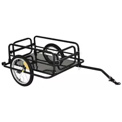 HOMCOM Bike Cargo Trailer in Steel Frame Extra Bicycle Storage Carrier with Hitch-Black - 1