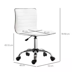 HOMCOM Adjustable Swivel Office Chair with Armless Mid-Back in PU Leather and Chrome Base - White - 3
