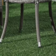 Outsunny 3 Pieces Rattan Bistro Set, Wicker Garden Furniture Set with 2-Tier Coffee Table and Chairs, Washable Cushions, for Outdoor Patio Balcony, Grey - 8