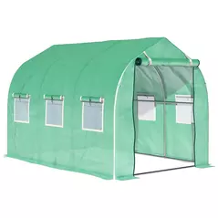 Outsunny Polytunnel Greenhouse with Windows and Door, Walk in Greenhouse for Garden, Backyard (3 x 2 M) - 1