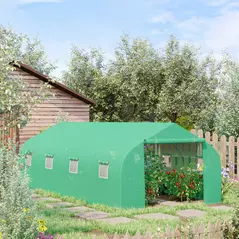 Outsunny Polytunnel Greenhouse with Windows and Door, Walk in Greenhouse for Garden, Backyard (6 x 3 M) - 2
