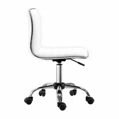 HOMCOM Adjustable Swivel Office Chair with Armless Mid-Back in PU Leather and Chrome Base - White - 6