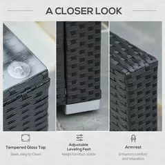 Outsunny White Rattan Garden Furniture 4-Seater Outdoor Sofa Set with Coffee Table - White - 6