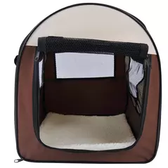 Pawhut Folding Fabric Soft Pet Crate, 46Lx36Wx41H cm - Brown - 8