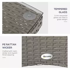 Outsunny 3 Pieces Rattan Bistro Set, Wicker Garden Furniture Set with 2-Tier Coffee Table and Chairs, Washable Cushions, for Outdoor Patio Balcony, Grey - 7