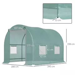 Outsunny 245 x 200cm Polytunnel Greenhouse - Green - 3