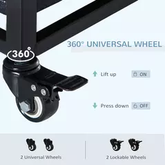 PawHut 43" Heavy Duty Metal Dog Crate Pet Cage with Tray Wheeled Dog Kennel - Black (Large) - 4