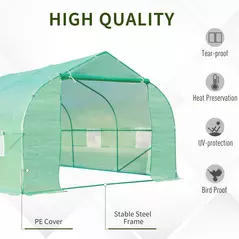 Outsunny Polytunnel Greenhouse with Windows and Door, Walk in Greenhouse for Garden, Backyard (6 x 3 M) - 4