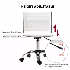 HOMCOM Adjustable Swivel Office Chair with Armless Mid-Back in PU Leather and Chrome Base - White - 4