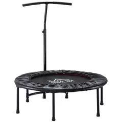 HOMCOM 40" Fitness Trampoline with Adjustable Handle, Rebounder Trampoline, Mini Jumper for Indoor Exercise Workout, Black - 1