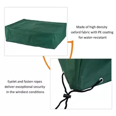 Outsunny Garden Furniture Cover, Oxford Fabric Outdoor Rectangular Rattan Furniture Cover with PE Coating, Waterproof, Windproof, Anti-UV, 222 x 155 x 67cm, Green - 5