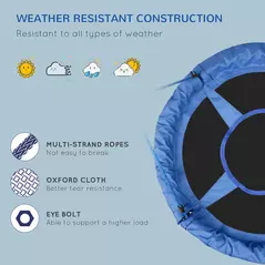 HOMCOM Kid Nest Swing Seat Saucer Tree Swing 40 Inch/100cm for Outdoor Indoor Blue - 6