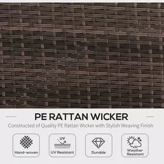 Outsunny Rattan Corner Sofa Set 4-Seater Outdoor Garden Sofa for Patio - Brown - 4