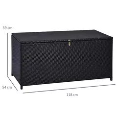 Outsunny 284 L Rattan Garden Storage Box, Outdoor Garden Storage Box with Gas Lift and Lockable Lid, Outdoor Wicker Rattan Chest Container for Garden Tools, 118 x 54 x 59 cm, Dark Brown - 3