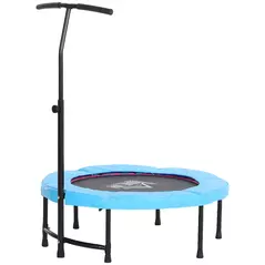 HOMCOM 40" Fitness Trampoline with Adjustable Handle, Rebounder Trampoline, Mini Jumper for Indoor Exercise Workout, Blue - 1