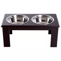 PawHut Raised Dog Feeding Bowls with Stand, Stainless Steel for Medium Dog, 58L x 31W x 25H cm - Brown - 8