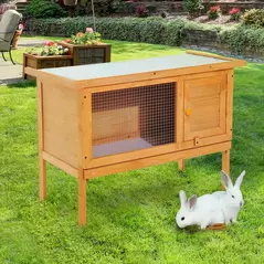 PawHut Rabbit Hutch Outdoor Guinea Pig Hutch Bunny Cage Shelter Outdoor, 90 x 45 x 65cm - 2