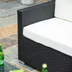 Outsunny 4-Seater Rattan Sofa Set Garden Rattan Furniture Wicker Steel Chair Seat Furniture Patio Rattan Garden Sofa Black - 8