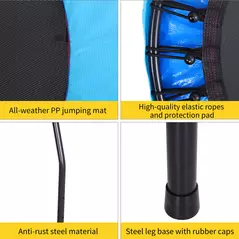 HOMCOM 40" Fitness Trampoline with Adjustable Handle, Rebounder Trampoline, Mini Jumper for Indoor Exercise Workout, Blue - 7