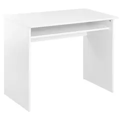 HOMCOM Modern Computer Desk, Home Office Table, Small Writing Desk with Storage Shelf, 90 x 50cm, White Wood Grain - 1