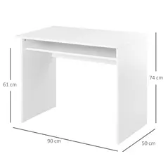 HOMCOM Modern Computer Desk, Home Office Table, Small Writing Desk with Storage Shelf, 90 x 50cm, White Wood Grain - 3