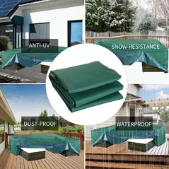 Outsunny Garden Furniture Cover, Oxford Fabric Outdoor Rectangular Rattan Furniture Cover with PE Coating, Waterproof, Windproof, Anti-UV, 222 x 155 x 67cm, Green - 4