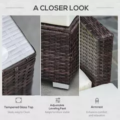 Outsunny Rattan Corner Sofa Set 4-Seater Outdoor Garden Sofa for Patio - Brown - 6