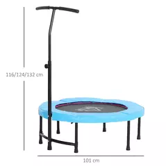 HOMCOM 40" Fitness Trampoline with Adjustable Handle, Rebounder Trampoline, Mini Jumper for Indoor Exercise Workout, Blue - 3