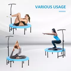 HOMCOM 40" Fitness Trampoline with Adjustable Handle, Rebounder Trampoline, Mini Jumper for Indoor Exercise Workout, Blue - 5