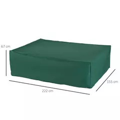 Outsunny Garden Furniture Cover, Oxford Fabric Outdoor Rectangular Rattan Furniture Cover with PE Coating, Waterproof, Windproof, Anti-UV, 222 x 155 x 67cm, Green - 3