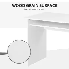 HOMCOM Modern Computer Desk, Home Office Table, Small Writing Desk with Storage Shelf, 90 x 50cm, White Wood Grain - 5