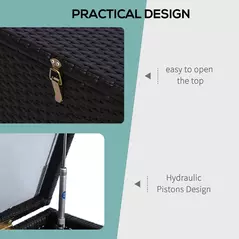 Outsunny 284 L Rattan Garden Storage Box, Outdoor Garden Storage Box with Gas Lift and Lockable Lid, Outdoor Wicker Rattan Chest Container for Garden Tools, 118 x 54 x 59 cm, Dark Brown - 6