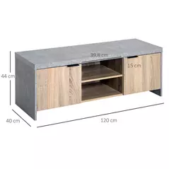 HOMCOM TV Stand for TV up to 55", 2 Doors TV Cabinet with Open Shelves, TV Unit TV Table for Living Room Bedroom Entertainment Room, 120L x 40W x 44H, Grey - 3