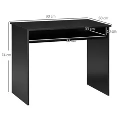 HOMCOM Modern Computer Desk, Home Office Table, Small Writing Desk with Storage Shelf, 90 x 50cm, Black Wood Grain - 3
