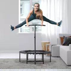 HOMCOM 40" Fitness Trampoline with Adjustable Handle, Rebounder Trampoline, Mini Jumper for Indoor Exercise Workout, Black - 2