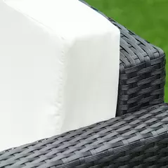 Outsunny 4-Seater Rattan Sofa Set Garden Rattan Furniture Wicker Steel Chair Seat Furniture Patio Rattan Garden Sofa Black - 9