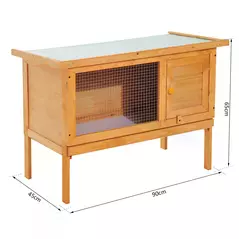 PawHut Rabbit Hutch Outdoor Guinea Pig Hutch Bunny Cage Shelter Outdoor, 90 x 45 x 65cm - 3