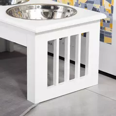 PawHut Raised Dog Feeding Bowls with Stand, Stainless Steel for  Extra Small and Small Dog, 44L x 24W x 15H cm - White - 8