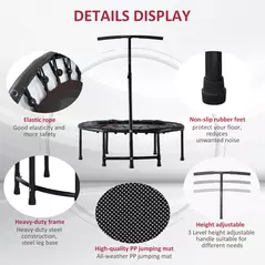 HOMCOM 40" Fitness Trampoline with Adjustable Handle, Rebounder Trampoline, Mini Jumper for Indoor Exercise Workout, Black - 6