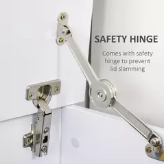 HOMCOM 113L Storage Chest, Storage Box with Flip-Top Lid and 2 Safety Hinges, Storage Trunk for Living Room, Entryway, 100 x 40 x 40 cm, White - 4