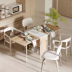 HOMCOM Foldable Drop Leaf Dining Table Folding Workstation for Small Space with Storage Shelves Cubes Oak & White - 1