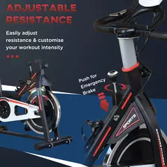 HOMCOM Exercise Bike, Indoor Cycling, with LCD Display, Heart Rate, Sensor - Black - 5