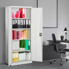 Vinsetto Lockable Filing Cabinet Tall Adjustable Shelf Large Office Storage for Office Use, White - 2
