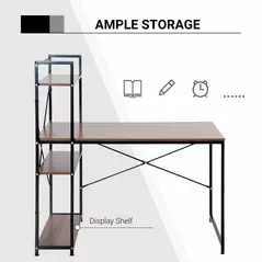 HOMCOM Computer Desk with Storage Shelves on Left or Right, Industrial Reversible Writing Desk for Home Office, Study, Easy Assembly, 120 x 64 x 121cm, Walnut and Black - 5