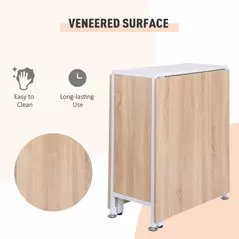 HOMCOM Foldable Drop Leaf Dining Table Folding Workstation for Small Space with Storage Shelves Cubes Oak & White - 6
